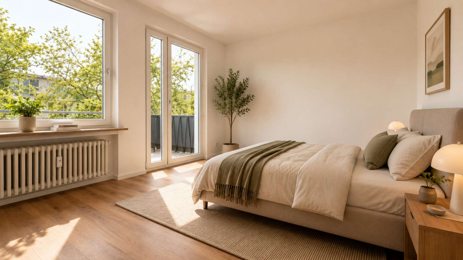 Schlafzimmer möbliert